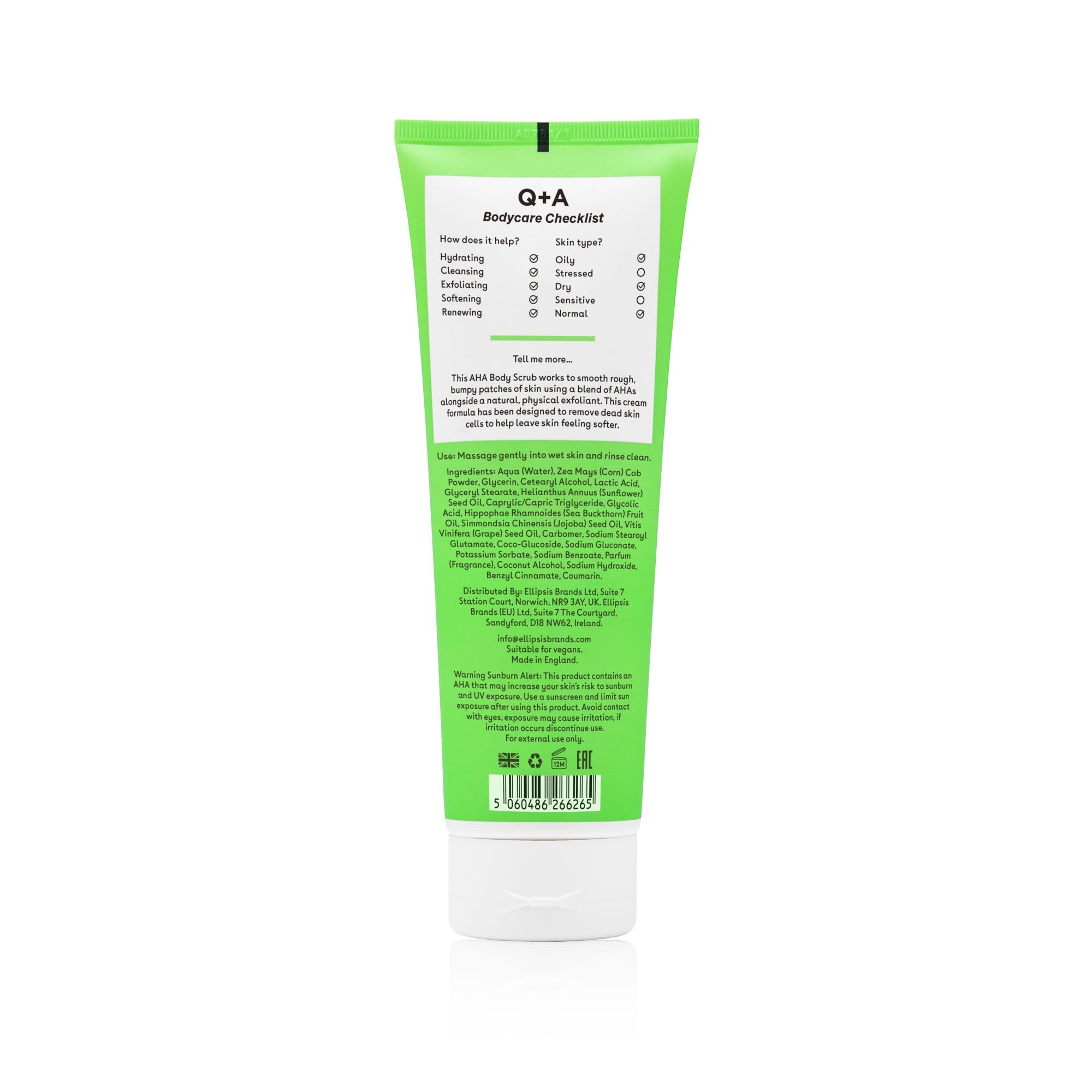 Q+A AHA exfoliator body scrub 250ml