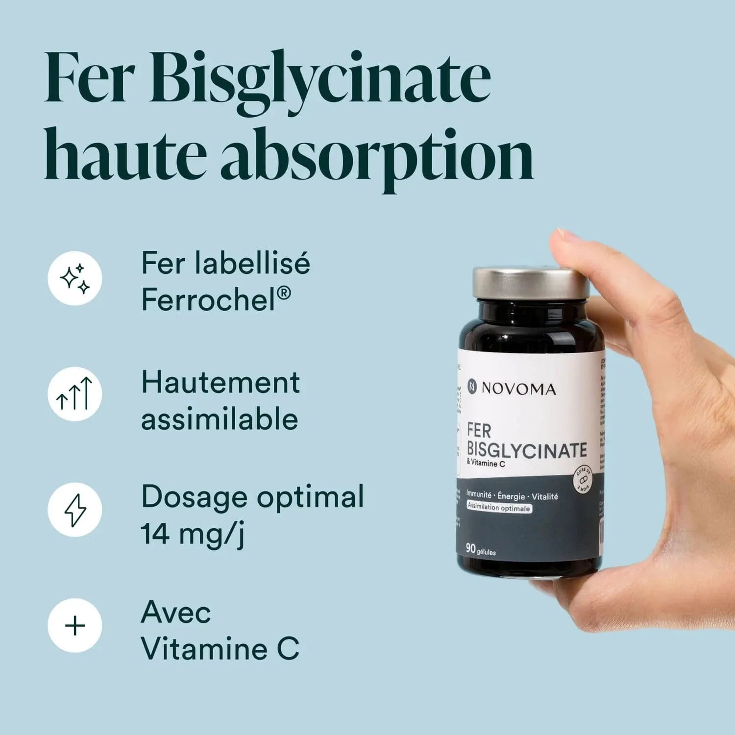 Novoma Iron Bisglycinate Ferrochel 90 gélules