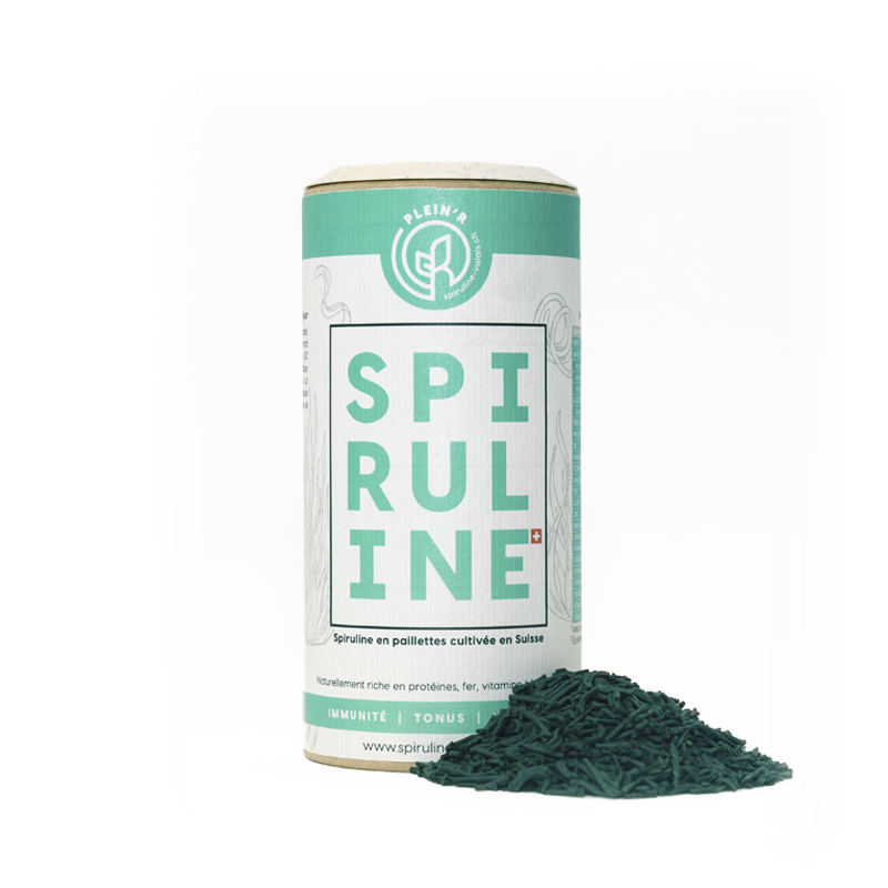 Plein'R Spirulina flakes – cylinder
